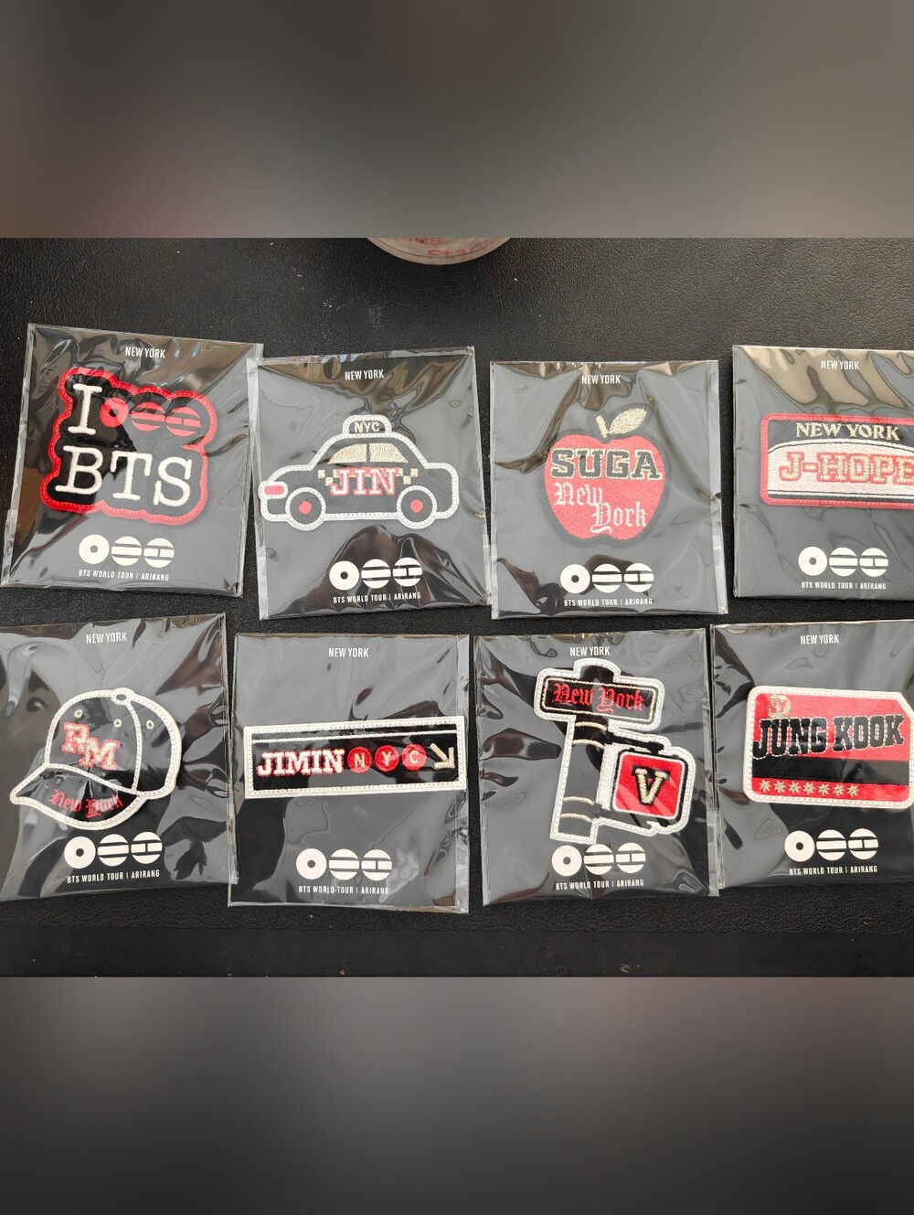 BTS Arirang NY Pop Up Exclusive Patch Pins-Set Of 8